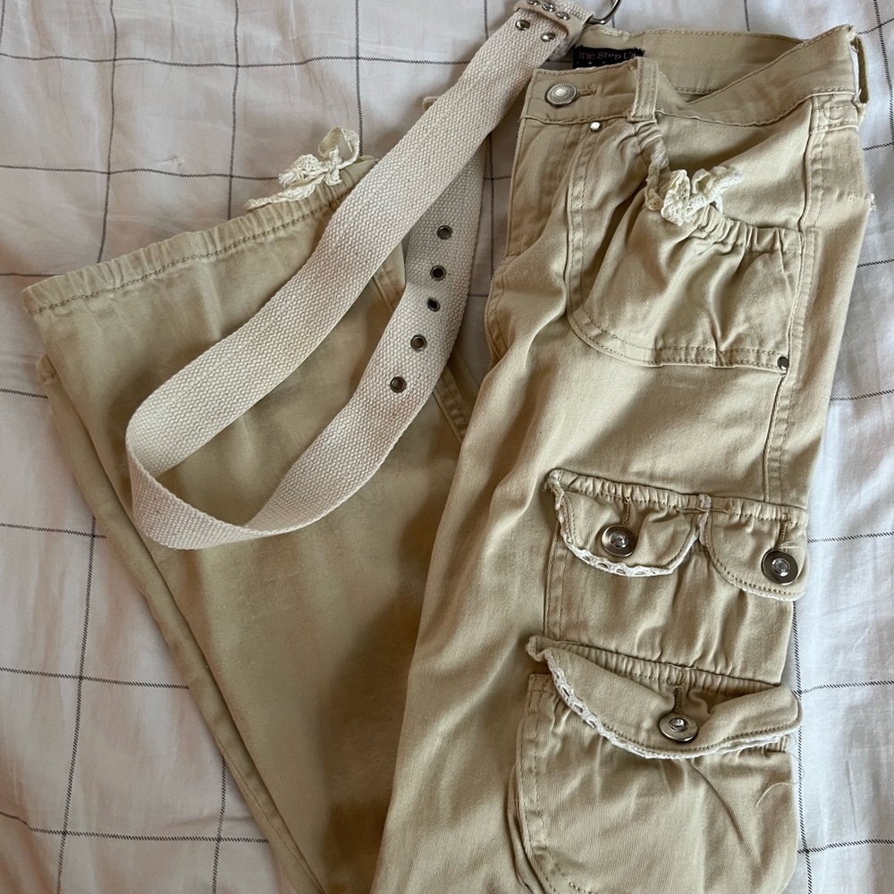 low rise bootcut cargos